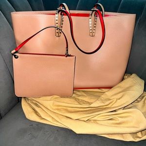 CHRISTIAN LOUBOUTIN CABATA tote bag with pouch beige NUDE/NUDE